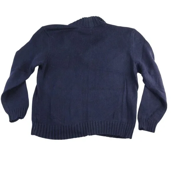 Polo Ralph Lauren XL 1/4 Zip Pullover Knit Sweater Navy Blue Red Pony High Neck - Picture 2 of 11